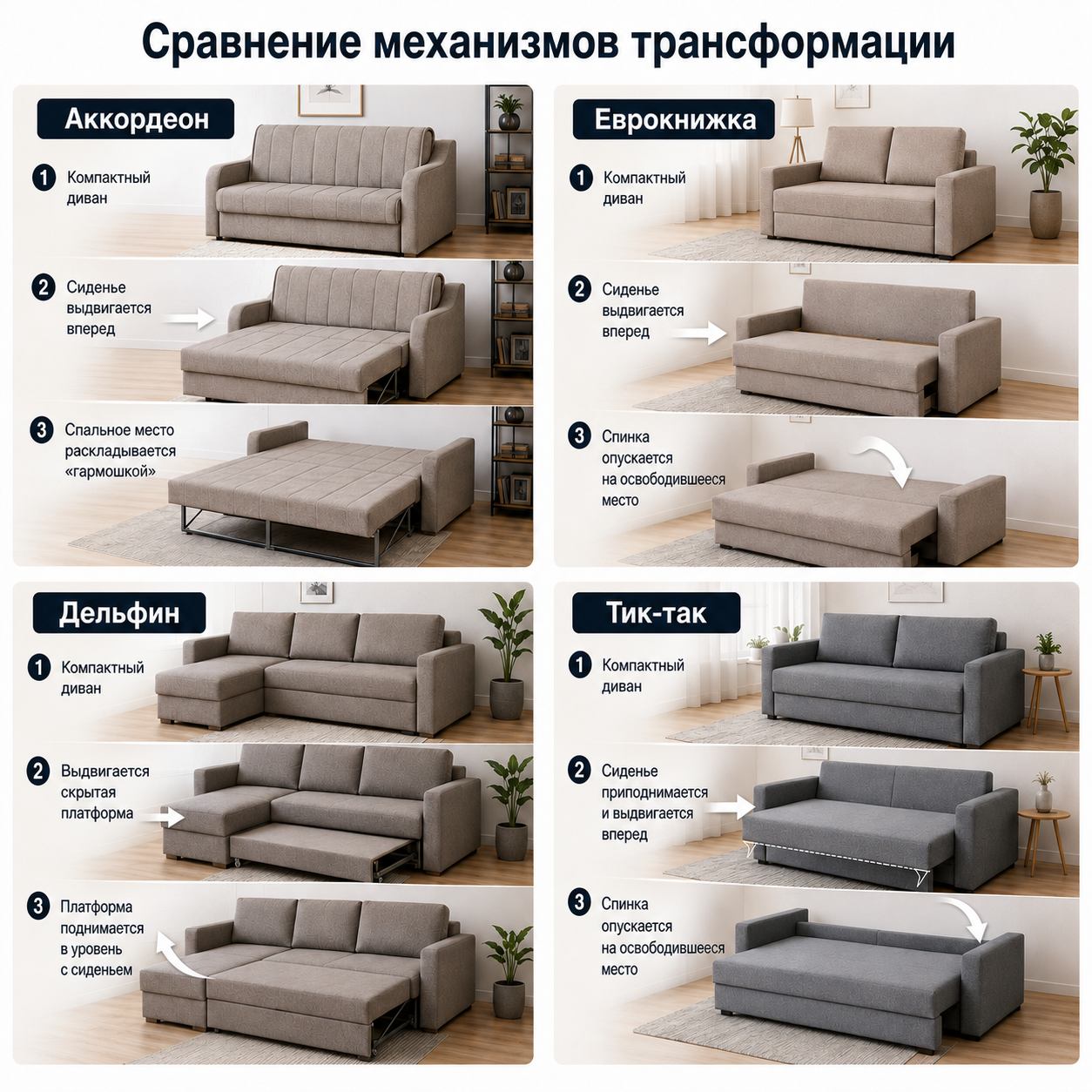 Сравнение механизмов трансформации